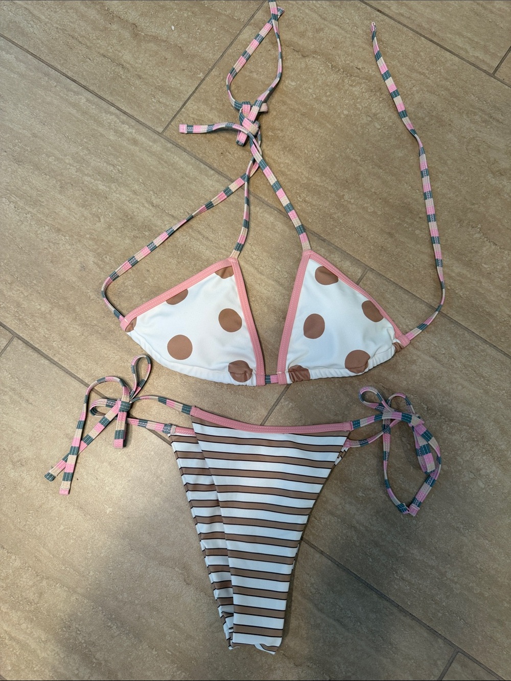 NWOT SHEIN bikini striped and polka dot